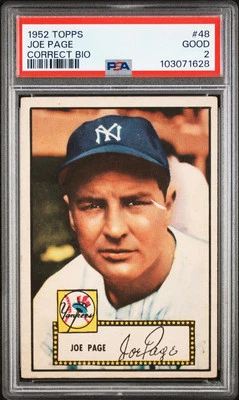 1952 Topps #48 Joe Page Good PSA 2 Rare Red Back Correct Bio Super Low Pop 27! - Image 1 of 4