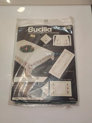 Bucilla Stamped Table Panel Signs Of Christmas Cross Stitch Kit 3620 Craft - Image 1 of 4