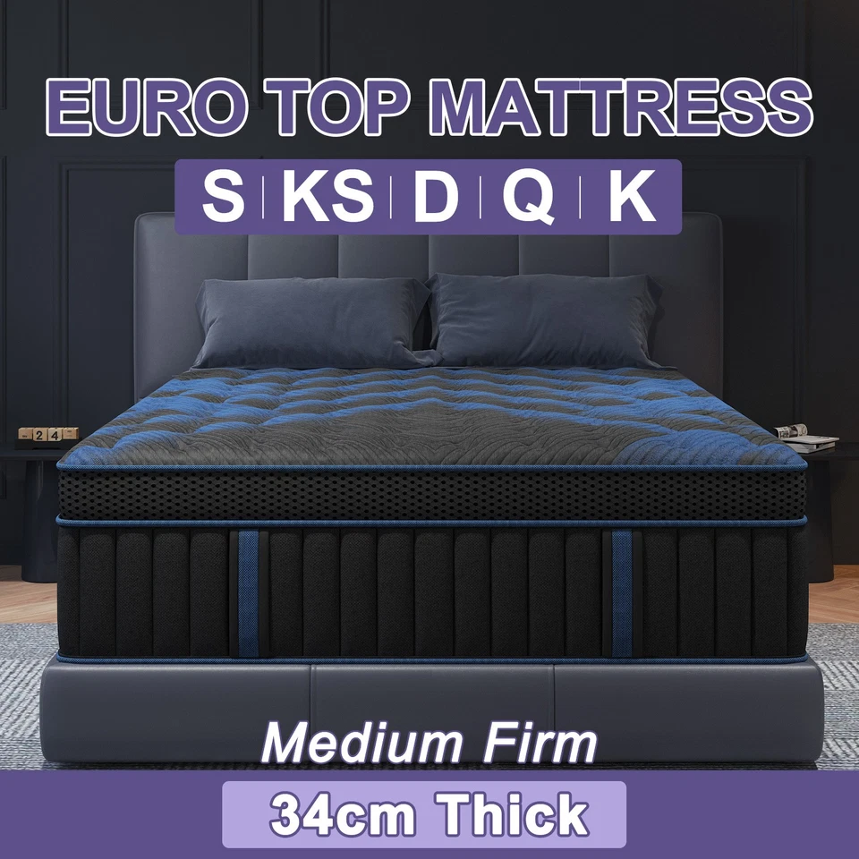 Queen Double King Single COOL-GEL Memory Foam Pocket Spring 34CM Mattress - image 1 of 4