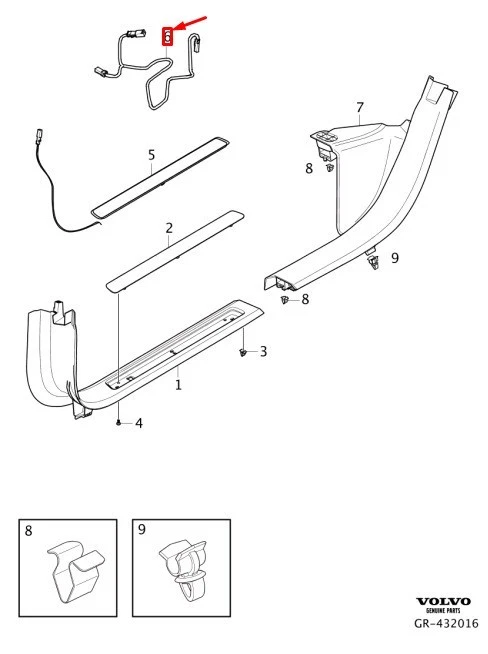 VOLVO XC60 MK2 Front Door Sill Moulding Harness 31435634 Genuine - Image 1 of 1