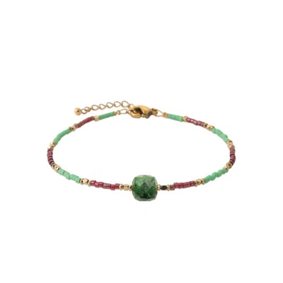 Modeschmuck Armband Aus Perlen Miyuki Und Peridot Facettiert Zur Mitte - Bild 1 von 2