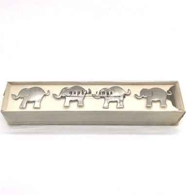 Винтажный пирс 1 импорт 4 матовый никелированный слон салфетки кольца оригинальной коробке - Изображение 1 из 4