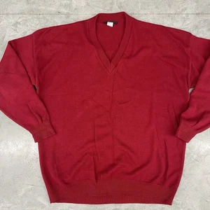 Vintage Andrew Rohan Herren V-Ausschnitt Strick Pullover Baumwolle Hergestellt in den USA 2XL Rot - Bild 1 von 5