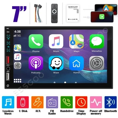 Single 1DIN 7" Car Stereo Radio Apple Carplay Android Auto Bluetooth Screen FM - Image 1 of 4