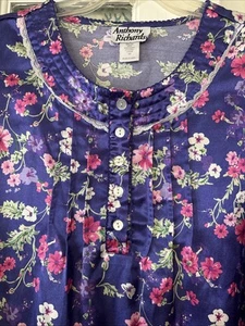 Anthony Richards Women's Nightgown Floral Purple Shiny SATIN SZ M - Picture 1 of 15