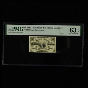 3 Cents Third Issue Fractional Currency Fr#1226 PMG 63 EPQ Choice UNC - Picture 1 of 5