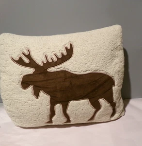 Vintage kuscheliges Weihnachts Elch Fleece Kissen - Berg moderne Deko - Bild 1 von 3