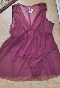 Neu mit Etikett Adore Me Babydoll Lingere Teddy Negligee halbtransparent mit integriertem Höschen Gr. 1X - Bild 1 von 3