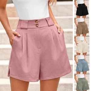 Cintura Alta Moda Casual Pantalones Cortos Color Sólido Cómodos Ropa Mujer - Imagen 1 de 30