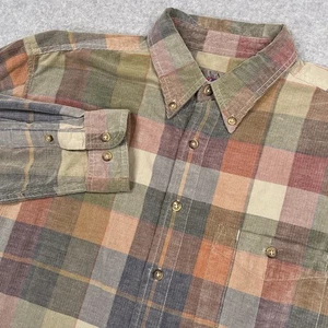 Territory Ahead Shirt Mens Large Tall LT Plaid Pinwale Corduroy Button Up Cotton - Picture 1 of 11