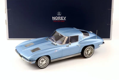 Chevrolet Corvette Sting Ray 1963 cupé 1:18 Norev azul claro metálico Foto 1 de 4