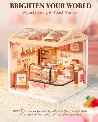 Rolife Tasty Cake shop Plastic DIY Buliding LED Miniature 3D Dollhouse Xmas Gift - image 1 of 4