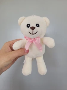 Oso de peluche George At Asda pequeño crema juguete suave arco rosa pequeño softie tierno - Imagen 1 de 2