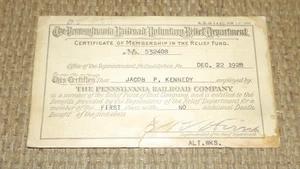 1928 Pennsylvania Railroad Voluntary Relief Fund Zertifikat & Preise - Bild 1 von 4