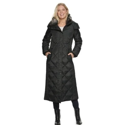 Maxi abrigo acolchado acolchado acolchado con capucha Fog TOWER by London para mujer talla M Foto 1 de 4