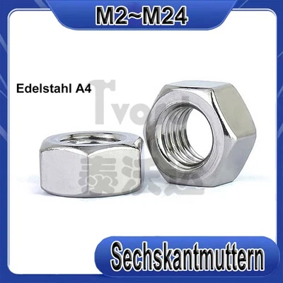 Sechskantmuttern DIN 934 Edelstahl rostfrei A4 V4A VA Muttern von M 2 bis M 24 - Bild 1 von 3