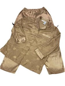 Jaclyn Smith 2-teiliger Langarm-Pyjama Größe Large goldfarben & Blumenmuster gebraucht, in einwandfreiem Zustand - Bild 1 von 19