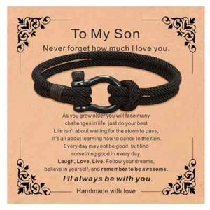 Bracelet To My Son Wish Bracelet Heartfelt Message Teenager Size Gift From Mum - Picture 1 of 6