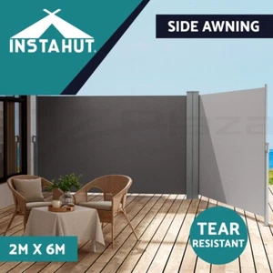 Instahut Side Awning Sun Shade Outdoor Retractable Privacy Screen 2X6M Grey - Picture 1 of 11