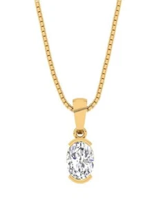 Solitaire Pendant 14K Rose Gold VS1 F 2.00 Carat Oval Genuine Lab Grown Diamond - Picture 1 of 9