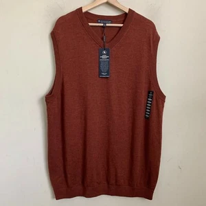 Hart Schaffner Marx Vest Sweater Russet V-Neck Fine Merino Wool (2 Sizes) NEW - Picture 1 of 7