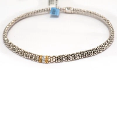 ЛАГОС новый серебро и 18K золото Caviar Lux бриллиант 1 станция 18» ожерелье - Изображение 1 из 4