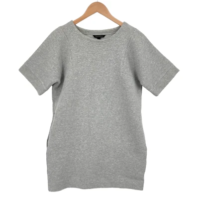 Suéter Banana Republic Mujer Pequeño Gris Algodón Manga Corta Cuello Redondo Bolsillos Foto 1 de 4