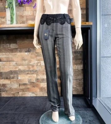 Calça de tweed Versace feminina vintage autêntica com renda 40 IT - Imagem 1 de 4