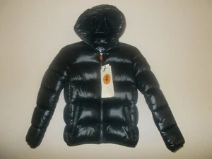 $248 Save the Duck Lucky Boys Hooded Shiny Puffer Quilted Jacket Logo sz 10 NWT - Picture 1 of 18