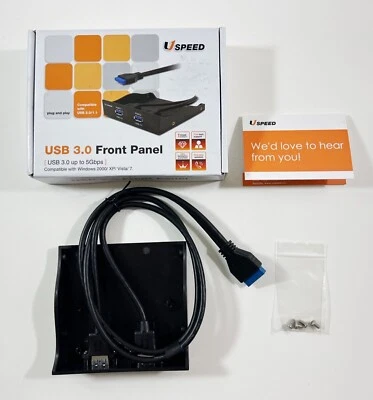 Panel frontal Uspeed USB 3.0 2 puertos y conector de 20 pines (CAJA ABIERTA NUEVA) Foto 1 de 4