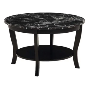 Convenience Concepts American Heritage Round Coffee Table 30" in Black Wood - Picture 1 of 7