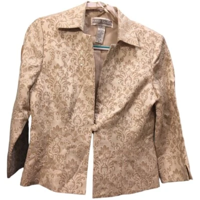 Blazer forrado JESSICA HOWARD jaqueta terno bege marfim tapeçaria lantejoulas feminino tamanho 8 - Imagem 1 de 4