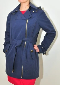 Calvin Klein Military Asymmetrical belted trench coat Navy jacket Small or Large - Picture 1 of 7