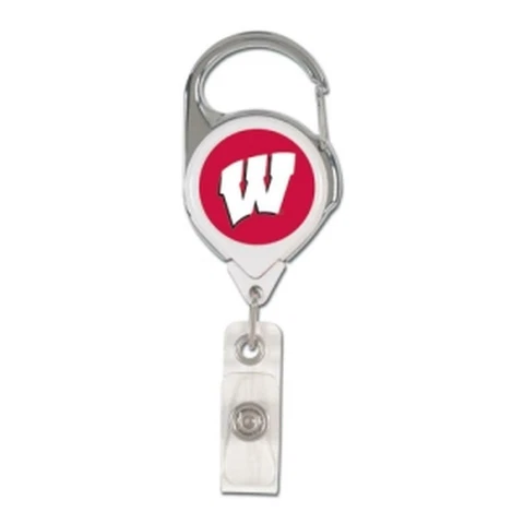 Wisconsin Badgers Retractable Metal Badge Holder [NEW] NCAA Key Chain ID Ring Cover