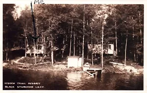 Hidden Trail Resort schwarz Stör Lake Ontario Kanada Vintage Postkarte - Bild 1 von 2