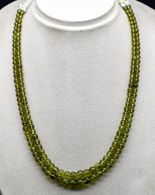 Natural Peridot Necklace Round Beads 299 Ct Semi Precious Drilled Gemstone - Image 1 of 4