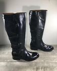 Frye Womens #76086 Paige Strappy Black Leather Knee-High Riding Boots Size 10 B