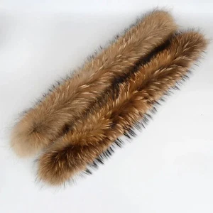 Cuello de piel de mapache real para mujeres hombres abrigos de invierno tiras de piel natural borde de capucha - Imagen 1 de 39