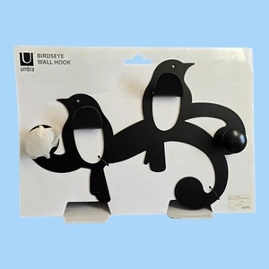 NEW Umbra Birdseye Wall Hooks Decorative Wall Mounted 4 Hook Bird Bracket Black - Picture 1 of 7