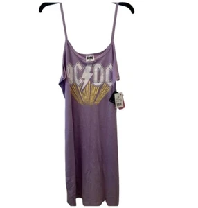 NWT AC/DC Band dress Womens 2XL Tank Graphic Bodycon Purple Coverup - Picture 1 of 10
