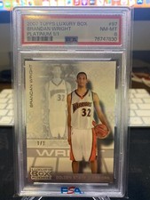2007-08 Topps Luxury Box Platinum 1/1 Brandan Wright RC Rookie Warriors PSA 8