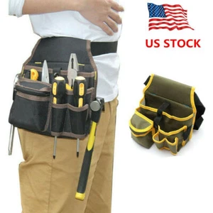 Electrician Waist Pocket Toolkit Belt Tool Pouch Bag Canvas Hardware Holder Bag - Picture 1 of 14