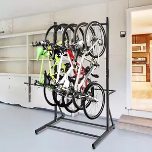 5 Portabici Verticale Supporto Acciaio Porta Bicicletta Organizer Regolabile - Foto 1 di 8