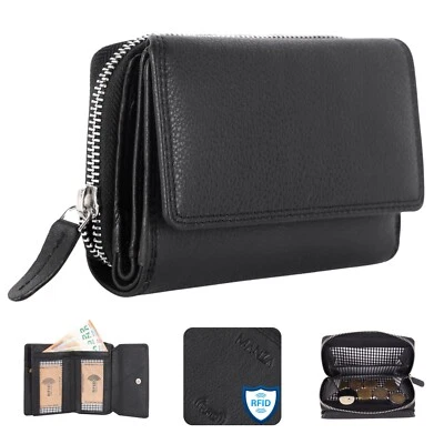 Geldbörse Damen Portmonee Börse Echt Leder Geldbeute RFID- Schutz MANZA Neu - Bild 1 von 2