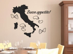 Wandtattoo Küche Italien Guten Appetit Spruch Buon appetito mit Nudeln Aufkleber - Bild 1 von 4