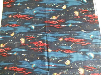 1.5 yd yard ONE UNIVERSE dark blue cotton quilt fabric vtg Hoffman International - Image 1 of 4