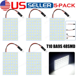 5X White T10 BA9S 48SMD LED Car Festoon Interior Panel Light Dome Map Bulb 6000K - Picture 1 of 10
