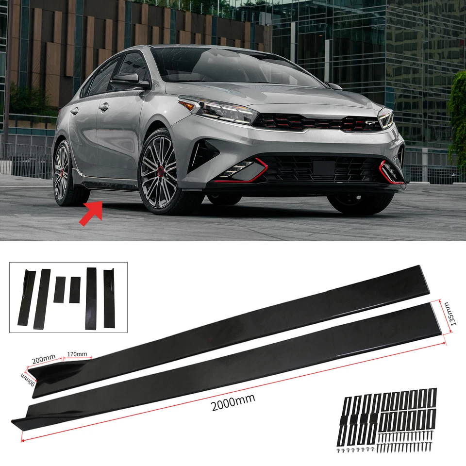 For Kia Forte 2010-2023 Side Skirt Extension Lip Splitter Spoiler Gloss Black Foto 1 de 4