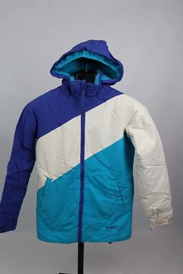 Girl's Large 14/16 Burton teal/white/purple stripe full zip ski jacket - Image 1 of 4