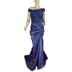 PURPLE IRIDESCENT SATIN RUCHED MERMAID TADASHI SHOJI FORMAL DRESS NWT SIZE 10 - Picture 1 of 11